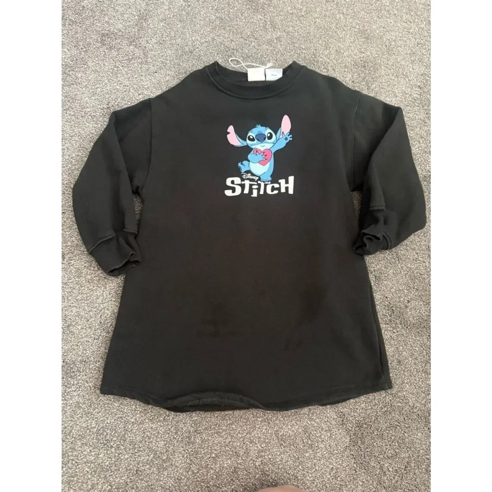 Zara Stitch Black Sweatshirt Dress Sz 6-7